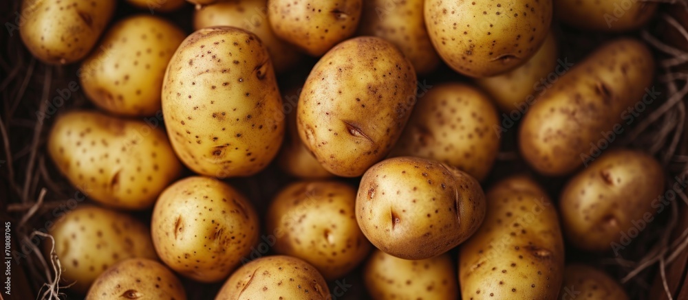 potatoes on a wooden table potatoes on a wooden table