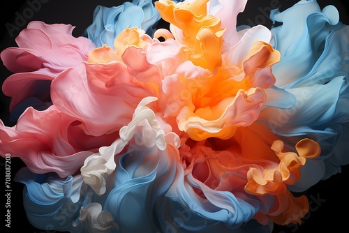 Dynamic waves of royal blue and soft coral liquids meeting in a burst of energy, crafting a captivating abstract background with high-definition detailsr