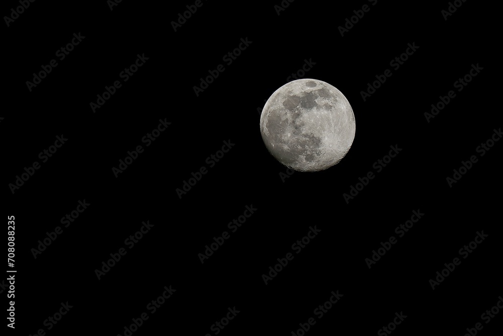 Full moon. Moon background ,Astrophotography, The Moon is an astronomical body that orbits planet Earth, being Earth's only permanent natural satellite, Full moon isolated on black background. - obrazy, fototapety, plakaty 