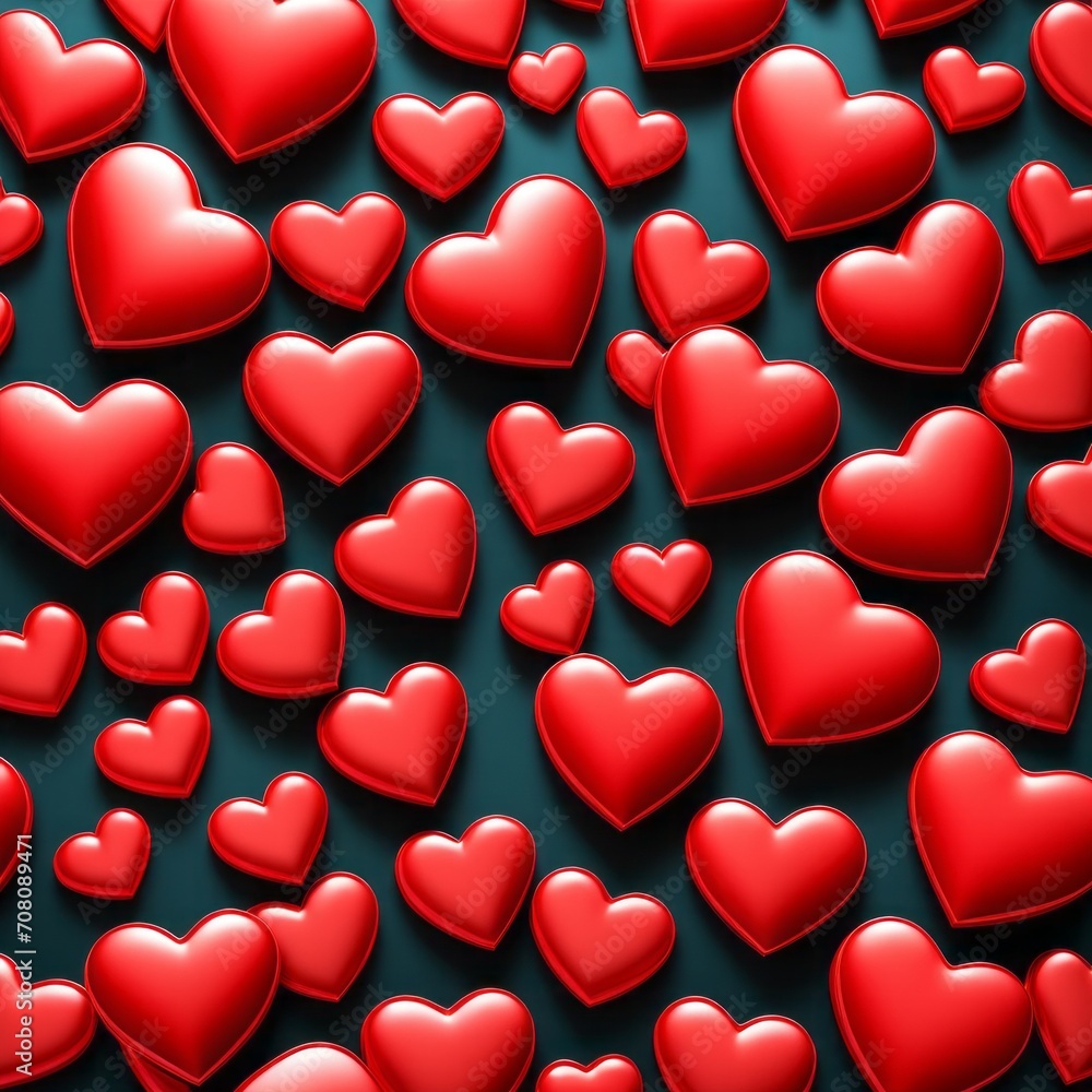 Red glossy shiny heart shape isolated on color background with reflection effect