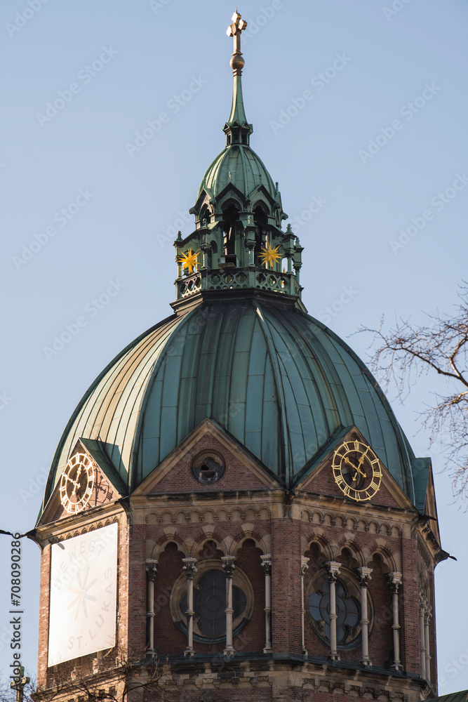 Munich, Germany, April 27,2022: St. Luke's Church is the largest Protestant church in Munich, southern Germany.