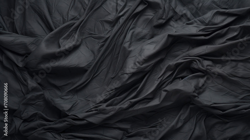 Soft, thin silk, fabric, black smooth satin textile, luxury elegant background texture
