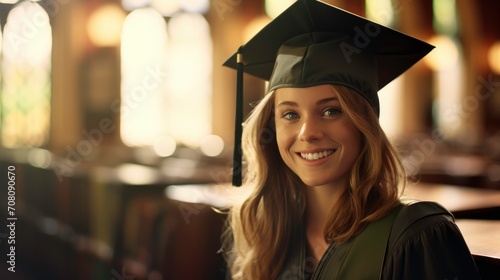 Young girl wearing a graduation cap