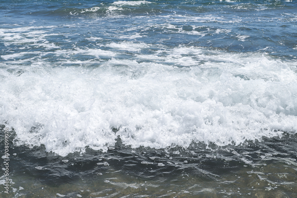 Fototapeta premium Blue sea and blue sky background. Summer sea and blue sky.