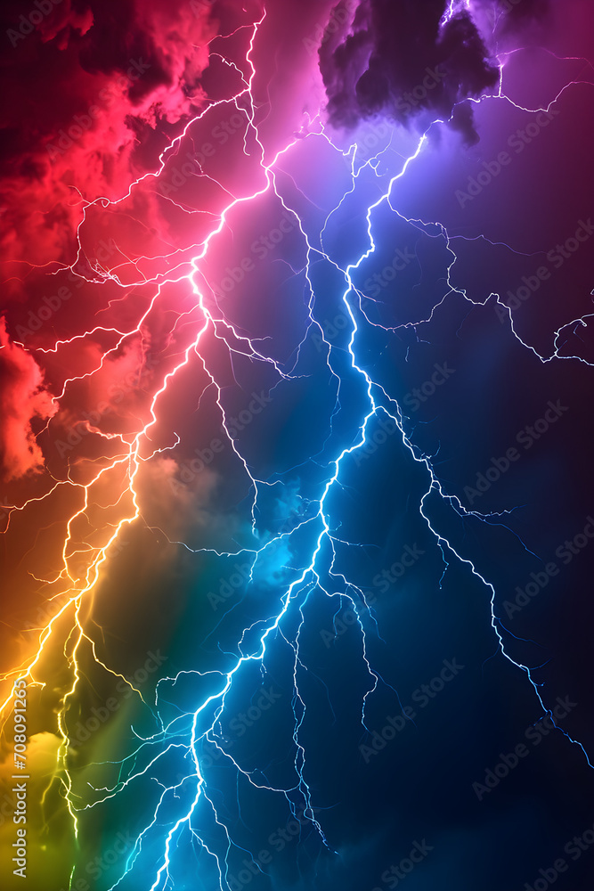 Abstract background of multi coloured lightning Abstract background of multi coloured lightning