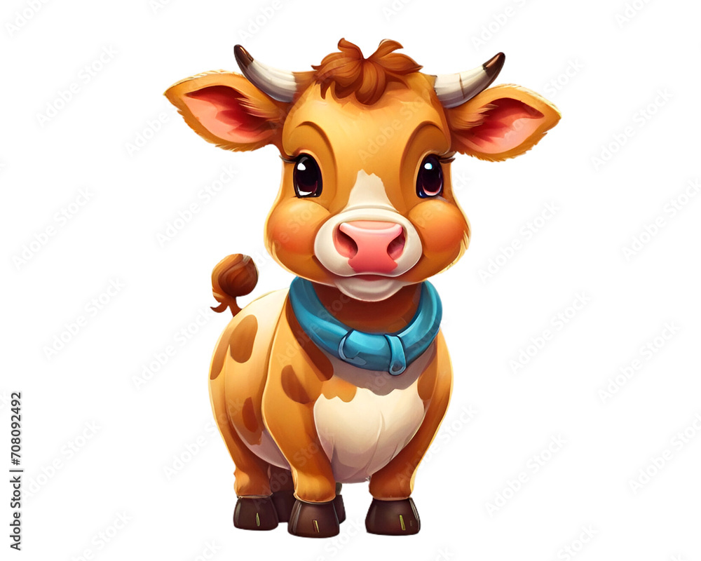 Cute baby cow cartoon on transparent background Cute baby cow cartoon on transparent background