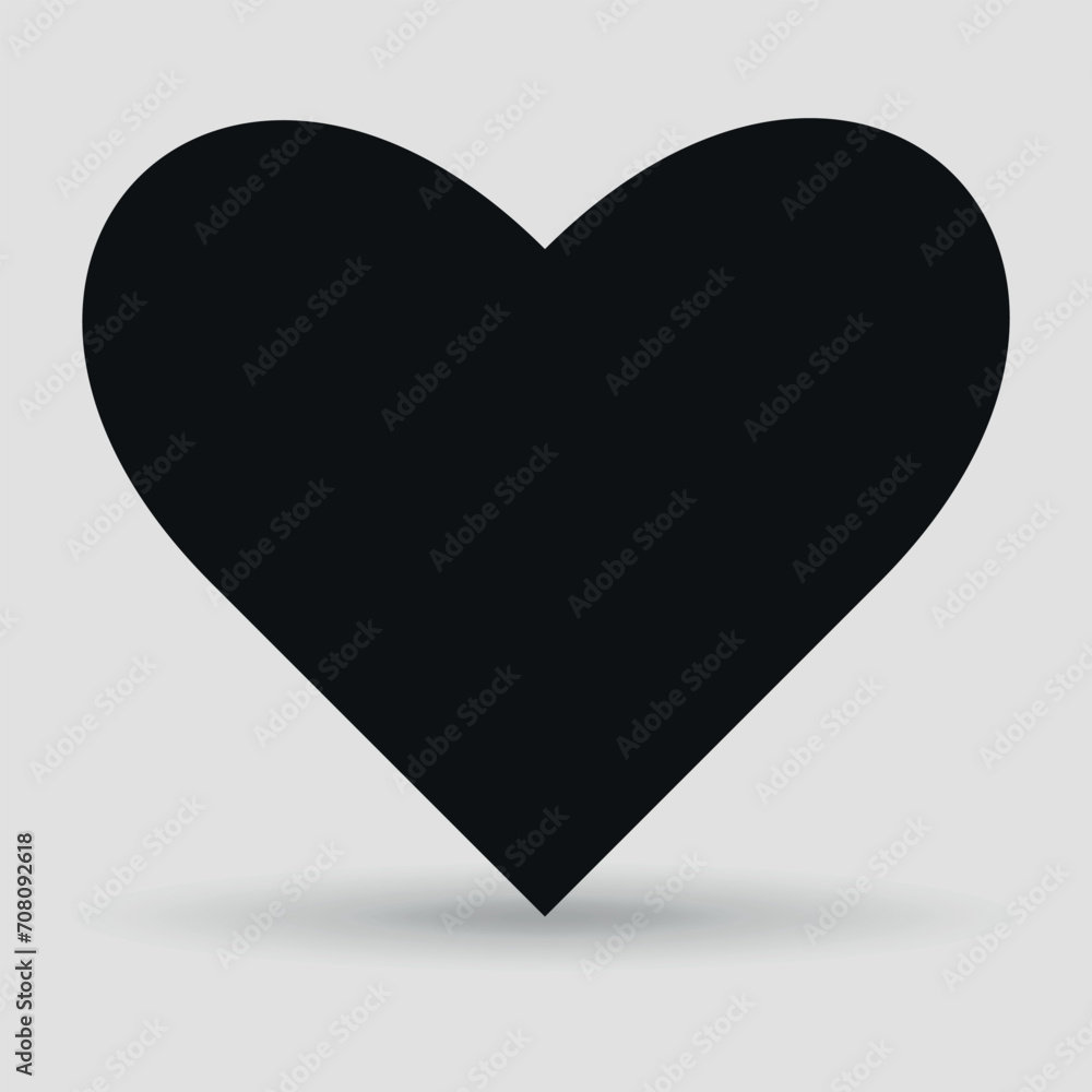 Black heart icon. Vector on a gray background. Black heart icon. Vector on a gray background.