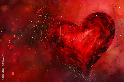 red valentine's day background with hearts, heart shapes design for love 