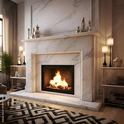 fireplace made from marble  no complicated shapes  easy model  living room