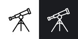 Star Observation line icon. Observatory and space viewing scope icon in black and white color.