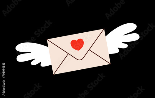 love letter angel wing Valentines day minimal love letter vector illustration.
