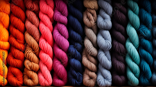Imagen con madejas de lana de vivos colores para usarlo como fondo