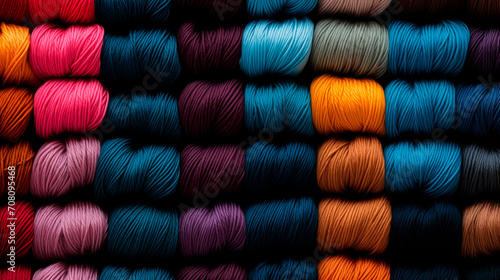 Imagen con madejas de lana de vivos colores para usarlo como fondo photo