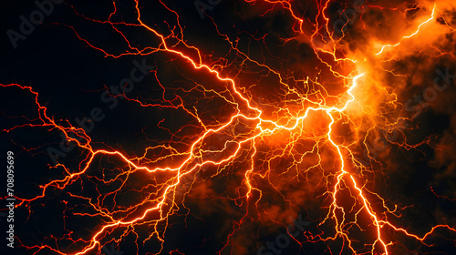 Abstract background of orange lightning photo