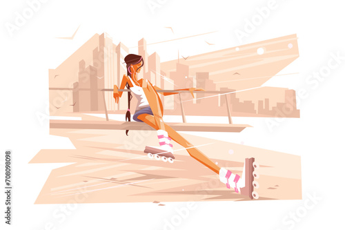 Roller Girl on Bench