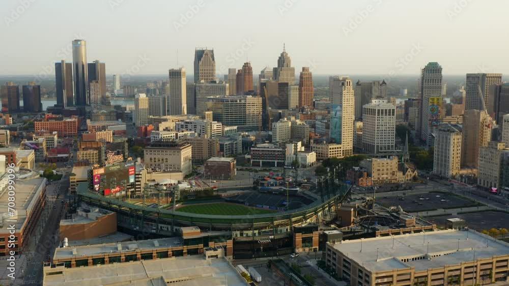 Golden Hour Aerial Pullback Cityscape Wide Golden Hour Aerial Pullback Cityscape Wide