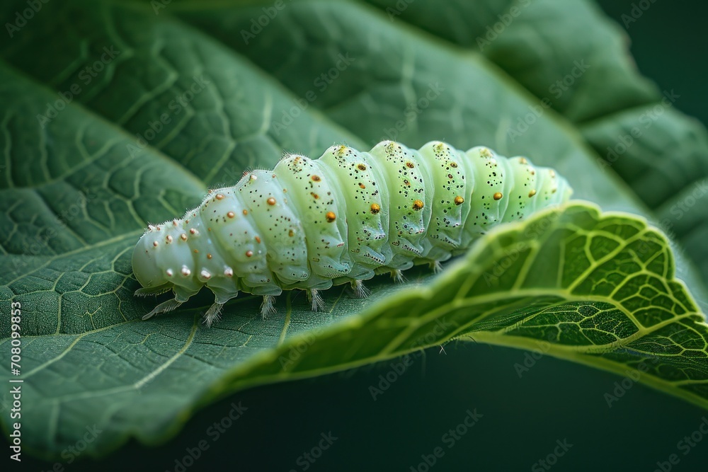 Fototapeta premium close up of caterpillar on a leaf