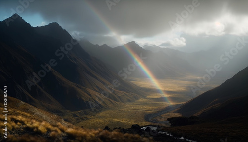 Majestic mountain peak, nature beauty in tranquil scene generated by AI