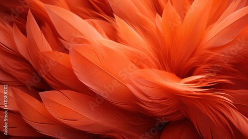 A wallpaper featuring a burst of lively, orange feathers, generative AI