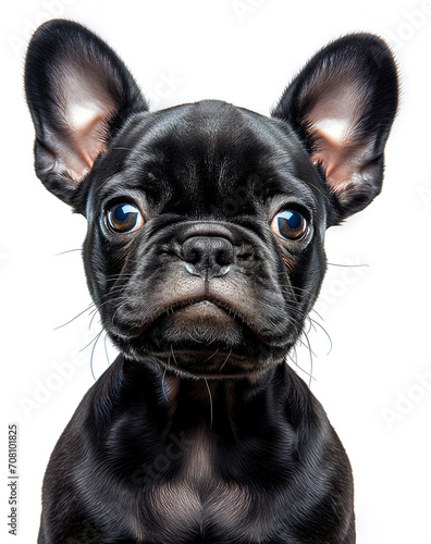 Close up of a cute Pug baby dog puppy isolated on a white background, concept for pet and animal rights, shallow depth of field © Zoran Karapancev
