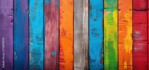 Rainbow boards and textured faded paint for wallpaper or background 007 © Sharon