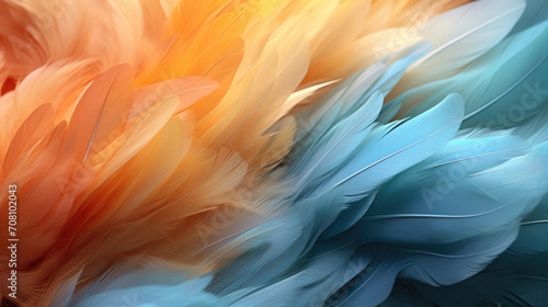 An abstract background in the form of colorful feathers, generative AI © Oleksandr