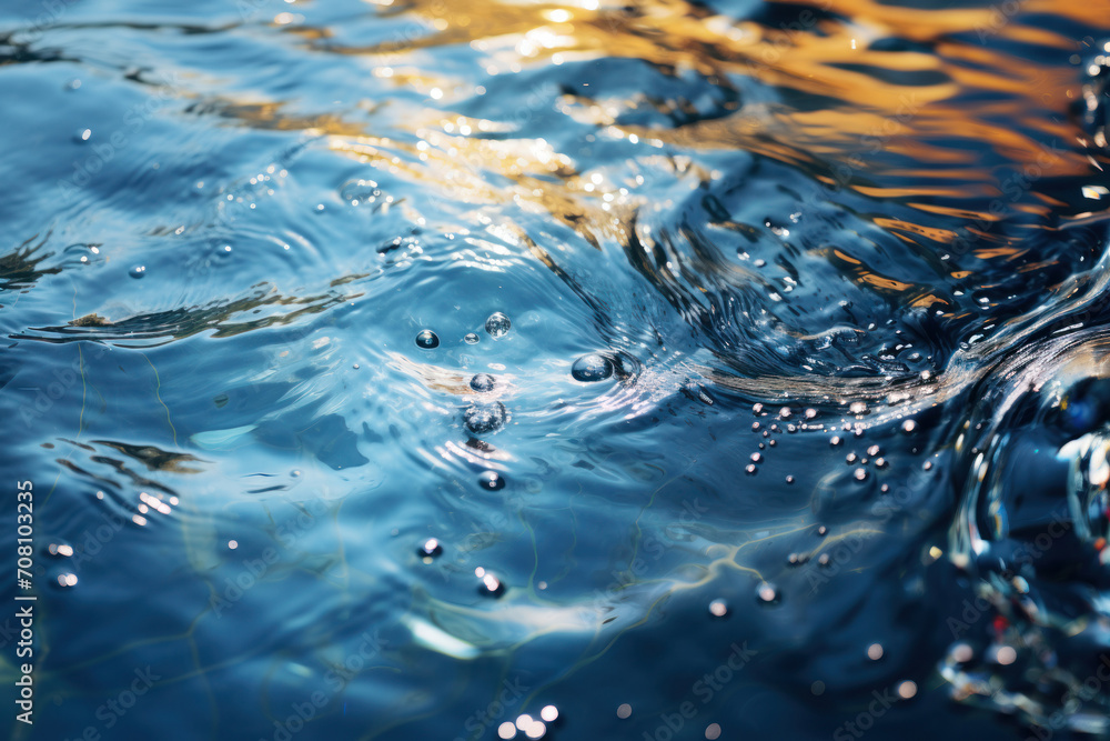Abstract background blue water ripples, generative AI Abstract background blue water ripples, generative AI