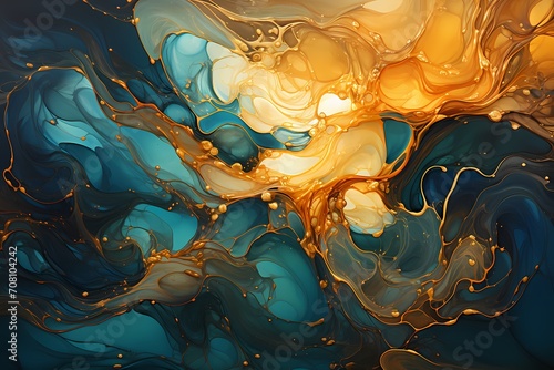 Fluid patterns of jade and topaz converging, producing a spellbinding Abstract Wallpaper Background reminiscent of liquid gemstones