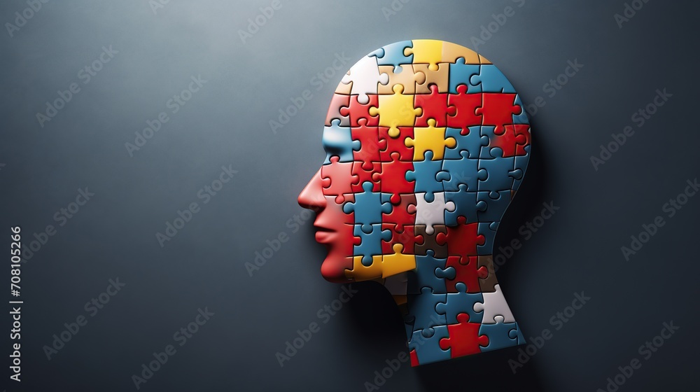 Silhouette of a human head filled with colorful puzzle pieces against a dark background, symbolizing complexity. Silhouette of a human head filled with colorful puzzle pieces against a dark background, symbolizing complexity.