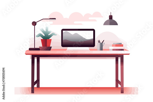 computer table isolated vector style illustration