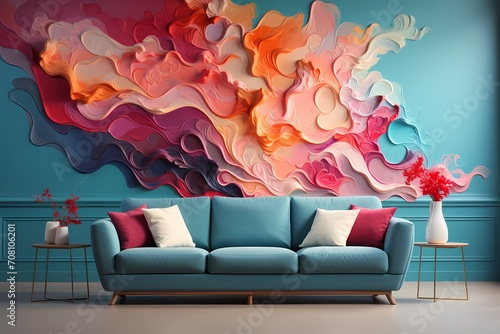 Harmonious blend of liquid ruby and teal, shaping an Abstract Wallpaper Background that evokes a sense of vibrant beauty.