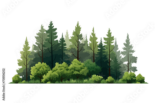 forest landscape asset vector flat minimalistic isolated vector style illustration