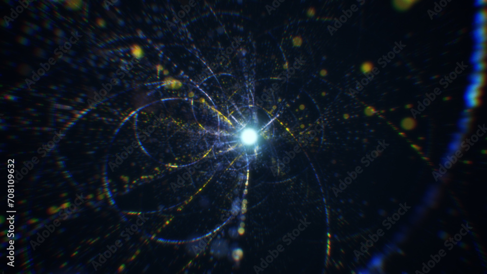 Obraz premium 3D rendering of an abstract digital tunnel in cyberspace made of particles