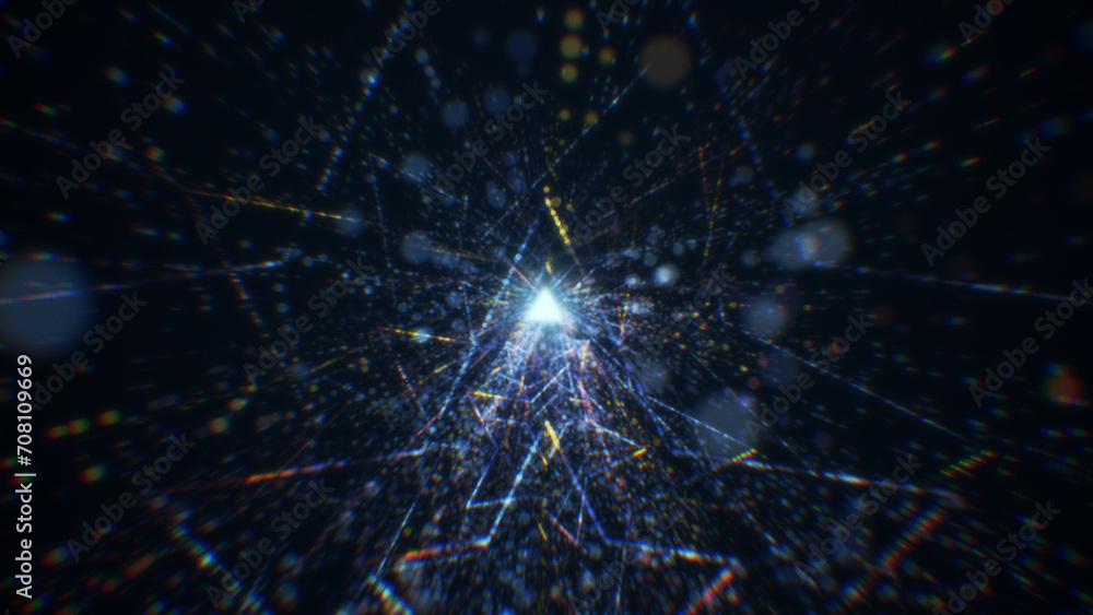 3D rendering of an abstract digital tunnel in cyberspace made of particles 3D rendering of an abstract digital tunnel in cyberspace made of particles