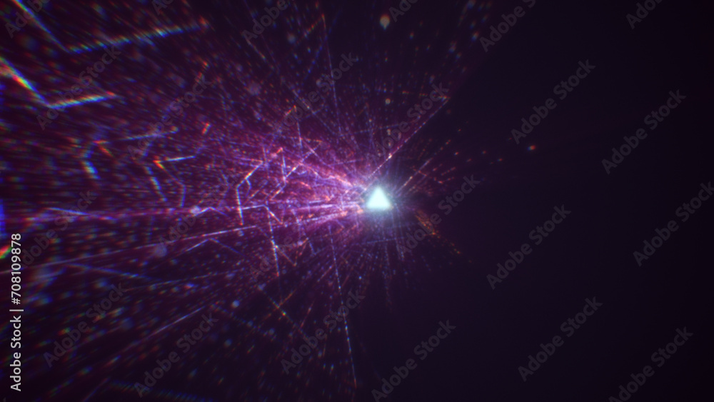 Naklejka premium 3D rendering of an abstract digital tunnel in cyberspace made of particles