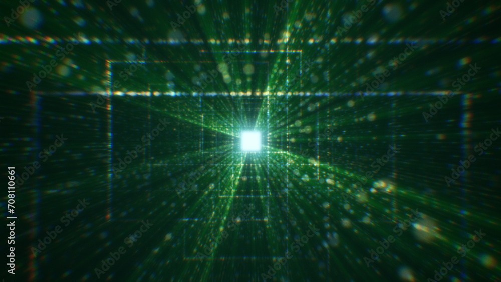 Naklejka premium 3D rendering of an abstract digital tunnel in cyberspace made of particles