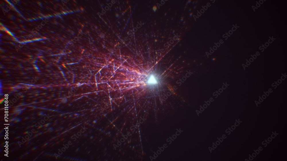 Naklejka premium 3D rendering of an abstract digital tunnel in cyberspace made of particles