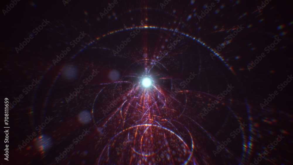Fototapeta premium 3D rendering of an abstract digital tunnel in cyberspace made of particles