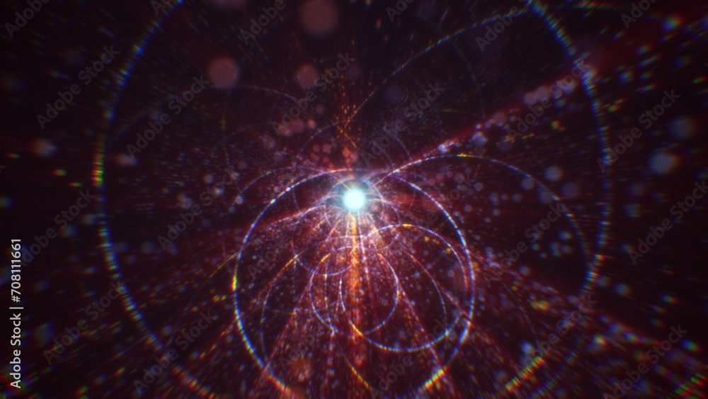 Obraz premium 3D rendering of an abstract digital tunnel in cyberspace made of particles