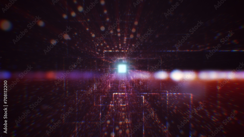 3D rendering of an abstract digital tunnel in cyberspace made of particles 3D rendering of an abstract digital tunnel in cyberspace made of particles