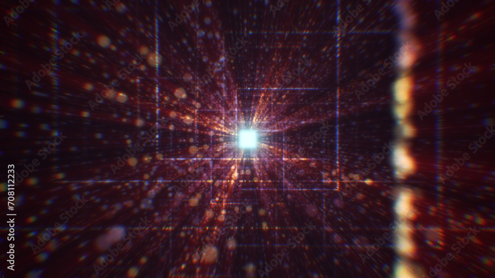 Fototapeta premium 3D rendering of an abstract digital tunnel in cyberspace made of particles