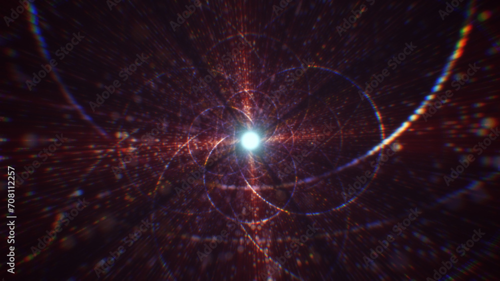 Obraz premium 3D rendering of an abstract digital tunnel in cyberspace made of particles