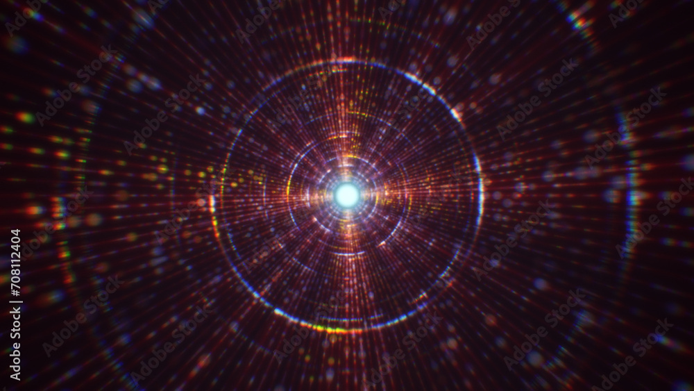 Obraz premium 3D rendering of an abstract digital tunnel in cyberspace made of particles
