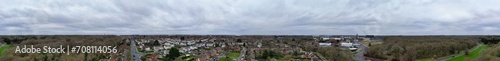 Aerial Panoramic View of Corby Town of Northamptonshire, England United Kingdom on Cold and Cloudy Day of January 2024
