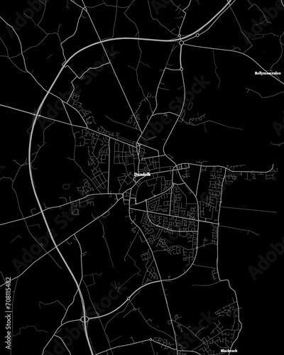 Dundalk Ireland Map, Detailed Dark Map of Dundalk Ireland photo