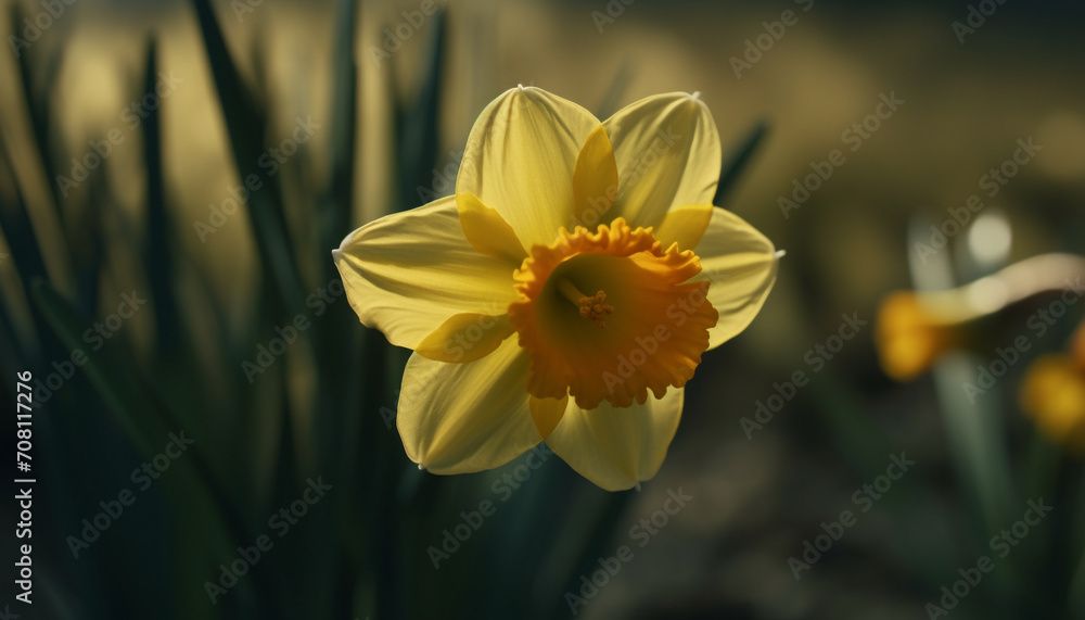 A vibrant yellow daisy blossoms in the meadow, surrounded by green generated by AI A vibrant yellow daisy blossoms in the meadow, surrounded by green generated by AI