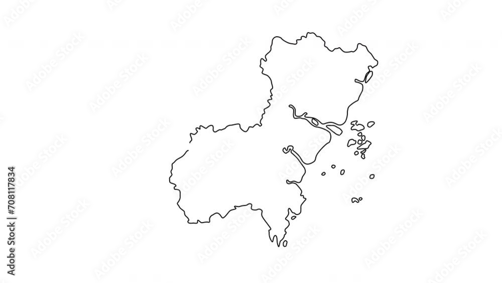 animated sketch of a map of the city of Wenzhou in China animated sketch of a map of the city of Wenzhou in China