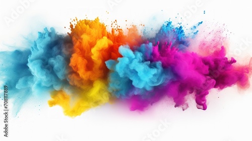 Colorful powder dust explosion on white background. AI generated image © orendesain99