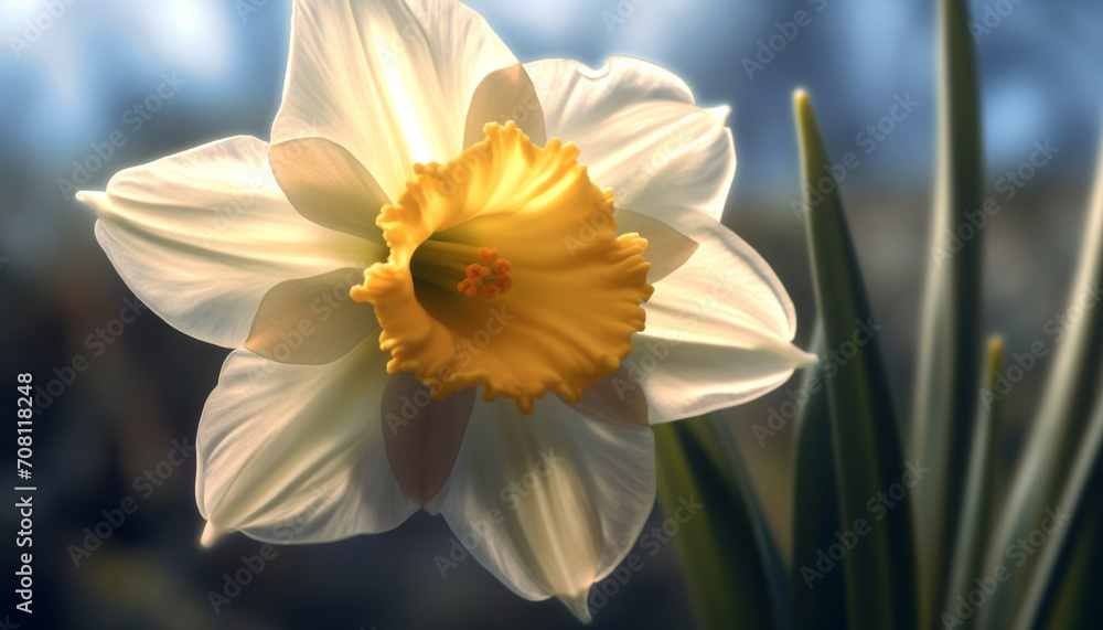 Fototapeta premium A vibrant yellow daisy blossoms in the fresh spring meadow generated by AI