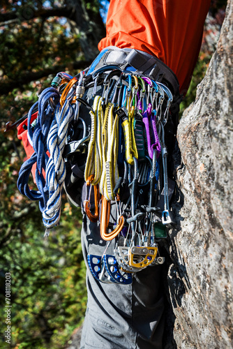 Traditionnal climbing gear rack